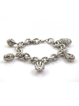 Bracciale donna in bronzo argentato e ciondoli