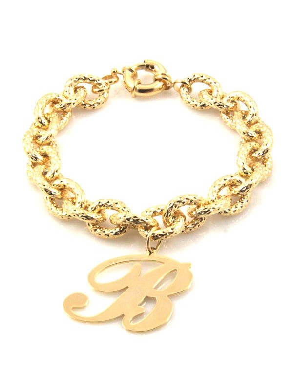 Bracciale donna in bronzo dorato con lettera