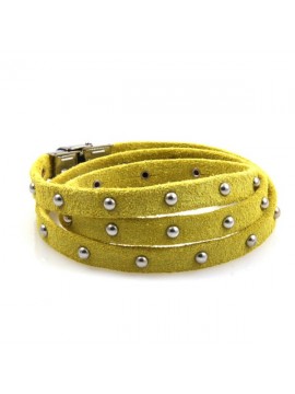 Bracciale in pelle scamosciata da attorcigliare giallo