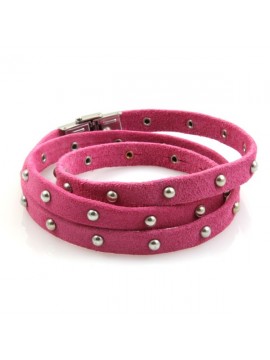 Bracciale in pelle scamosciata da attorcigliare fuxia