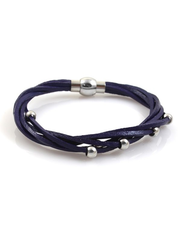 Bracciale in pelle a tre fili viola