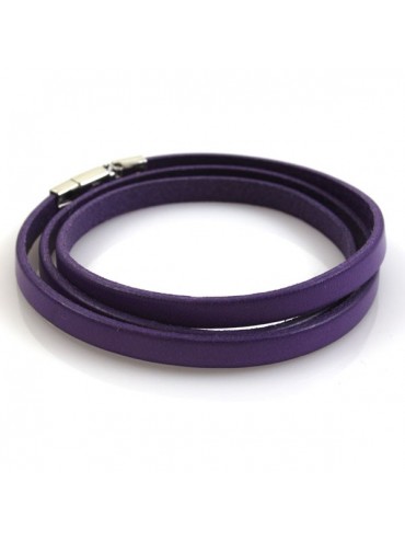 Bracciale in pelle da attorcigliare viola