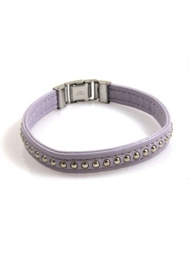 Bracciale in pelle con borchie lilla