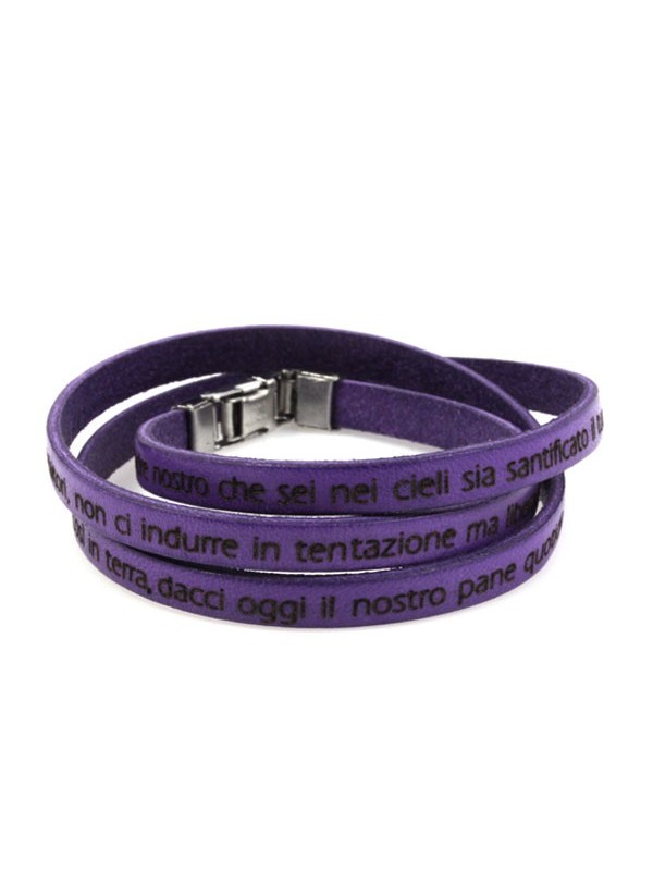 Bracciale con padrenostro in pelle da attorcigliare