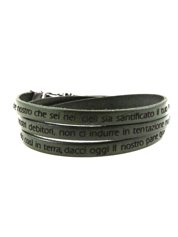 Bracciale con padrenostro in pelle da attorcigliare