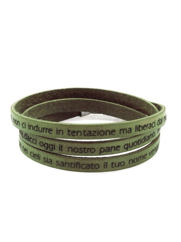Bracciale con padrenostro in pelle da attorcigliare