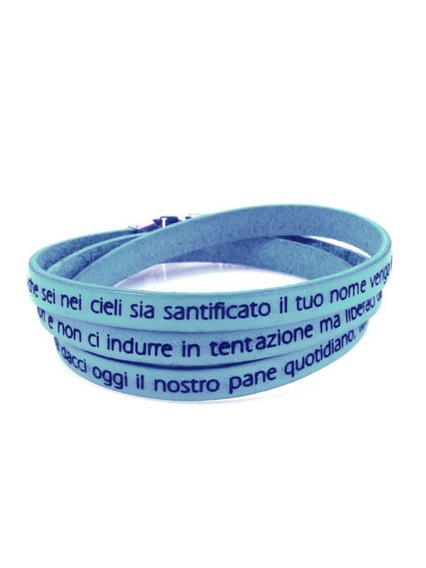 Bracciale con padrenostro in pelle da attorcigliare