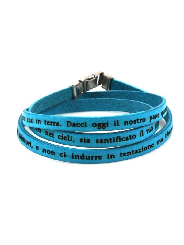 Bracciale con padrenostro in pelle da attorcigliare