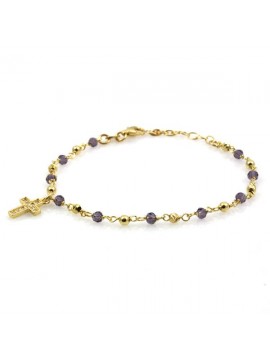 Bracciale rosario in argento dorato e cristalli