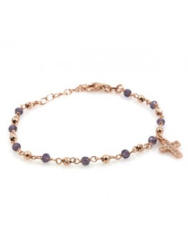 Bracciale rosario in argento ramato e cristalli