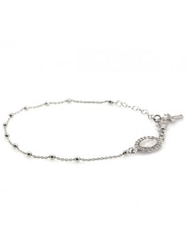 Bracciale rosario in argento con medaglia miracolosa