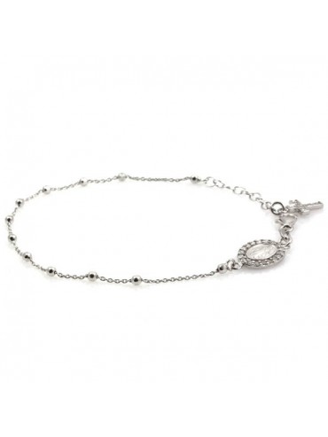 Bracciale rosario in argento con medaglia miracolosa