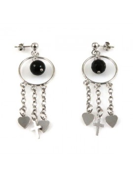 Orecchini donna in argento pendenti con onice nera