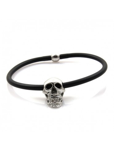 Bracciale con teschio in acciaio e silicone