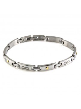 bracciale uomo donna con infinito in acciaio ed elementi in oro 18 kt cm 21 mm 6
