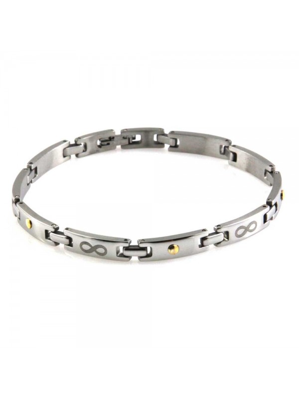 bracciale uomo donna con infinito in acciaio ed elementi in oro 18 kt cm 21 mm 6