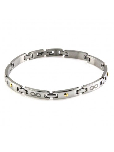 bracciale uomo donna con infinito in acciaio ed elementi in oro 18 kt cm 21 mm 6