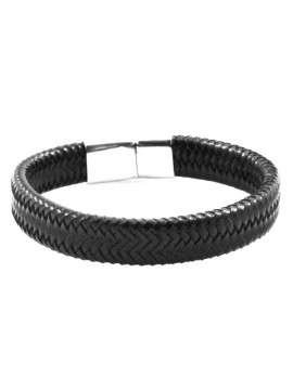 Bracciale in pelle intrecciata chiusura in acciaio
