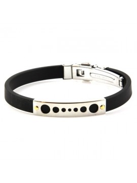 Bracciale uomo caucciu e piastra in acciaio e oro