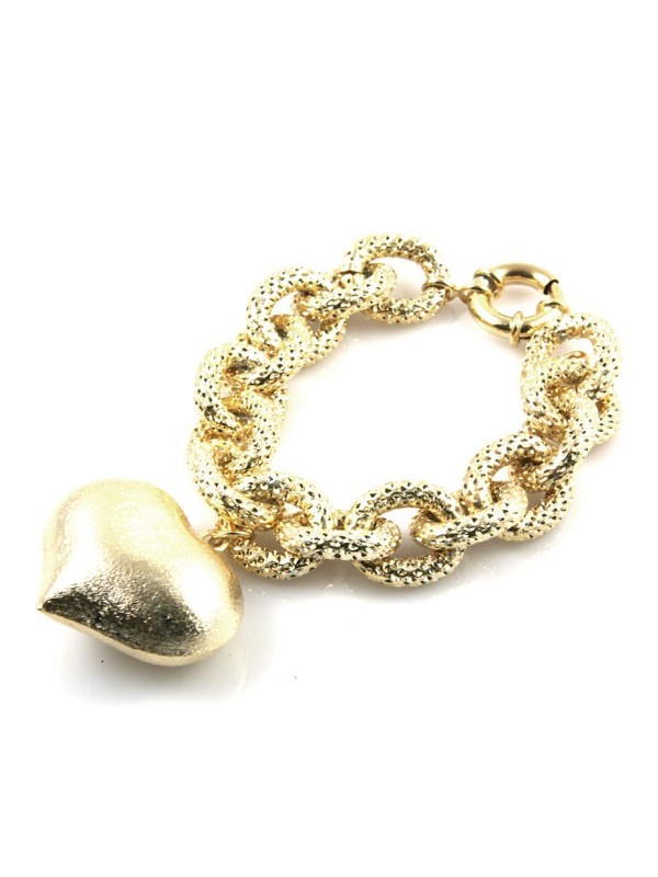 Bracciale donna in bronzo dorato con cuore