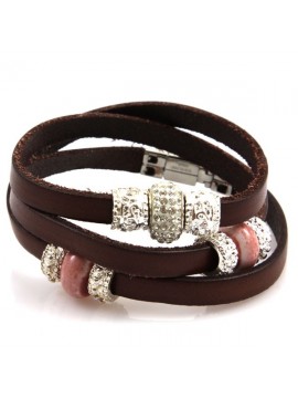 Bracciale donna in pelle da attorcigliare com murrine colorato