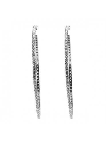 Orecchini donna in argento mega cerchi con strass