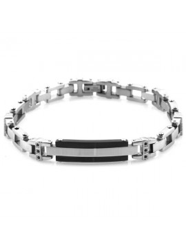 Bracciale uomo piastra in acciaio a due colori con strass