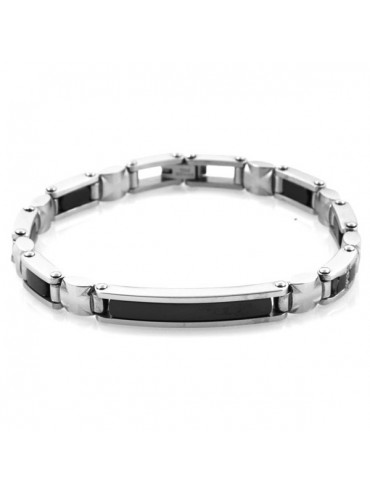 Bracciale uomo piastra in acciaio a due colori