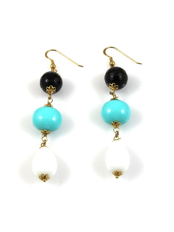 Orecchini donna in argento dorato e pietre dure