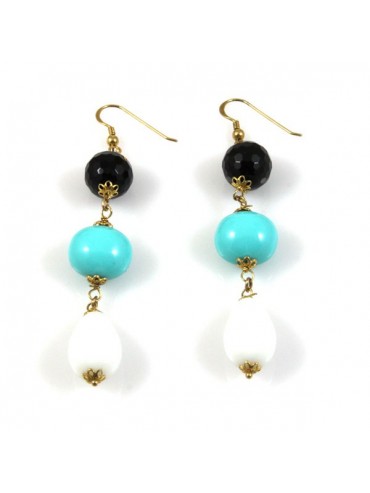 Orecchini donna in argento dorato e pietre dure