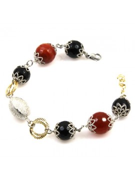 Bracciale donna in pietre dure agata onice e giada