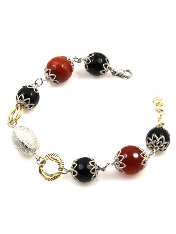 Bracciale donna in pietre dure agata onice e giada