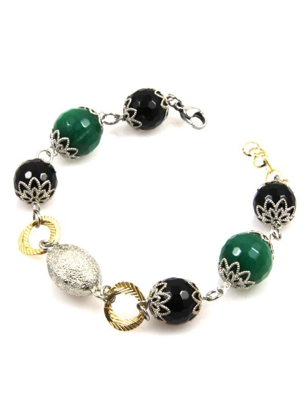 Bracciale donna in pietre dure agata onice e giada