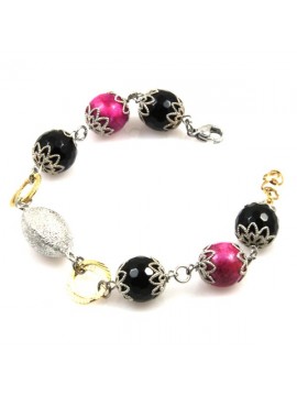 Bracciale donna in pietre dure agata onice e giada
