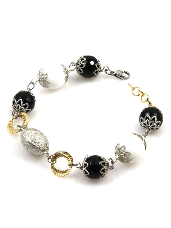 Bracciale donna in pietre dure agata onice e giada