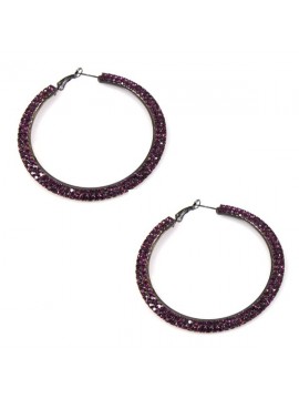 Orecchini donna a cerchio con strass viola