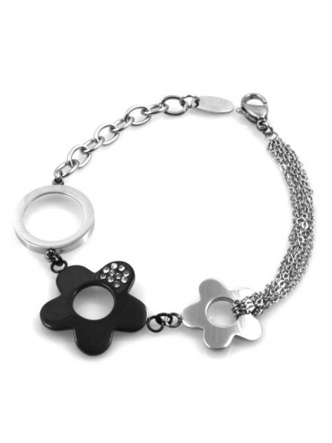 Bracciale donna con fiori in acciaio