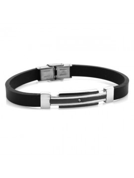 Bracciale uomo caucciu con piastra in acciaio