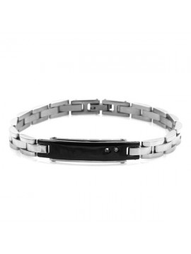 Bracciale uomo in acciaio con piastra con strass