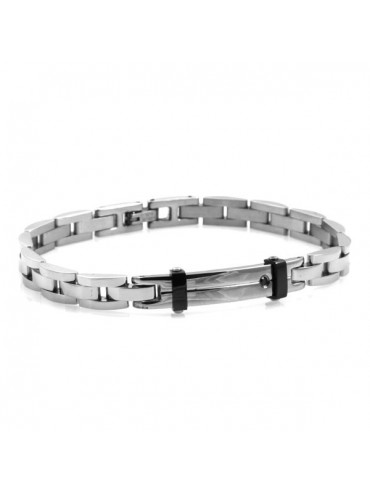Bracciale uomo in acciaio con piastra con strass