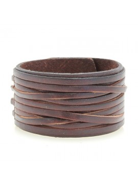 Bracciale in pelle marrone a polsino