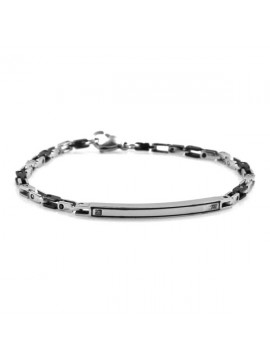 Bracciale uomo acciaio bicolore con piastra