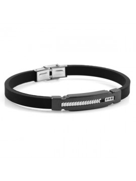 Bracciale uomo caucciu e piastra in acciaio