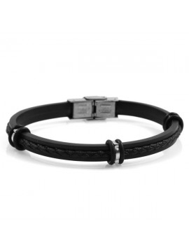 Bracciale uomo caucciu e pelle
