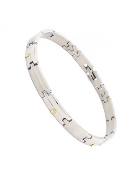 Bracciale acciaio e oro 18 kt