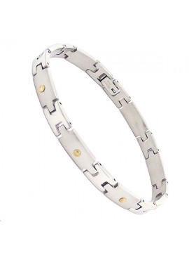 Bracciale acciaio e oro 18 kt
