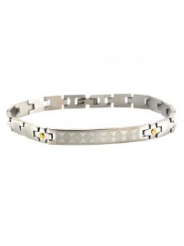 Bracciale in acciaio e oro lavorazione laser