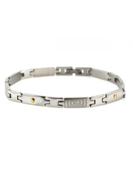 Bracciale in acciaio e oro lavorazione laser