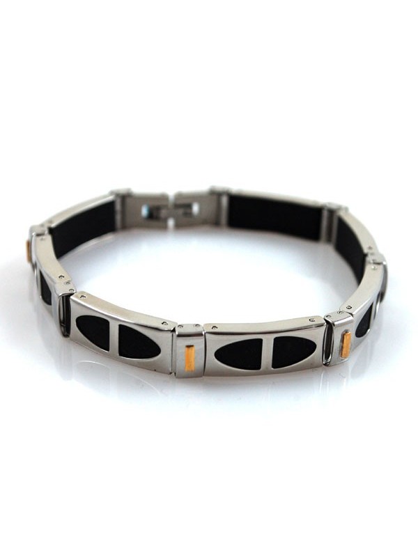Bracciale uomo caucciu e acciaio e oro 18 kt