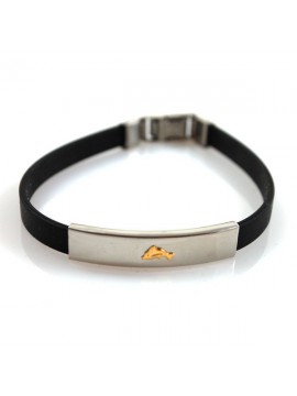 Bracciale con delfino su piastra in acciaio con caucciu